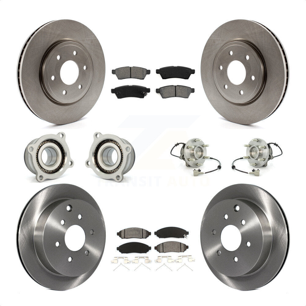Front Rear Hub Bearings Assembly Disc Brake Rotors And Semi-Metallic Pads Kit (10Pc) For Nissan Frontier Xterra Suzuki Equator KBB-109852 by Transit Auto