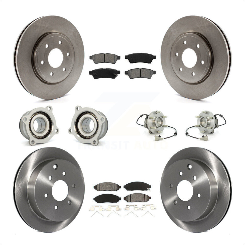 Front Rear Hub Bearings Assembly Disc Brake Rotors And Semi-Metallic Pads Kit (10Pc) For Nissan Frontier Xterra Suzuki Equator KBB-109852 by Transit Auto