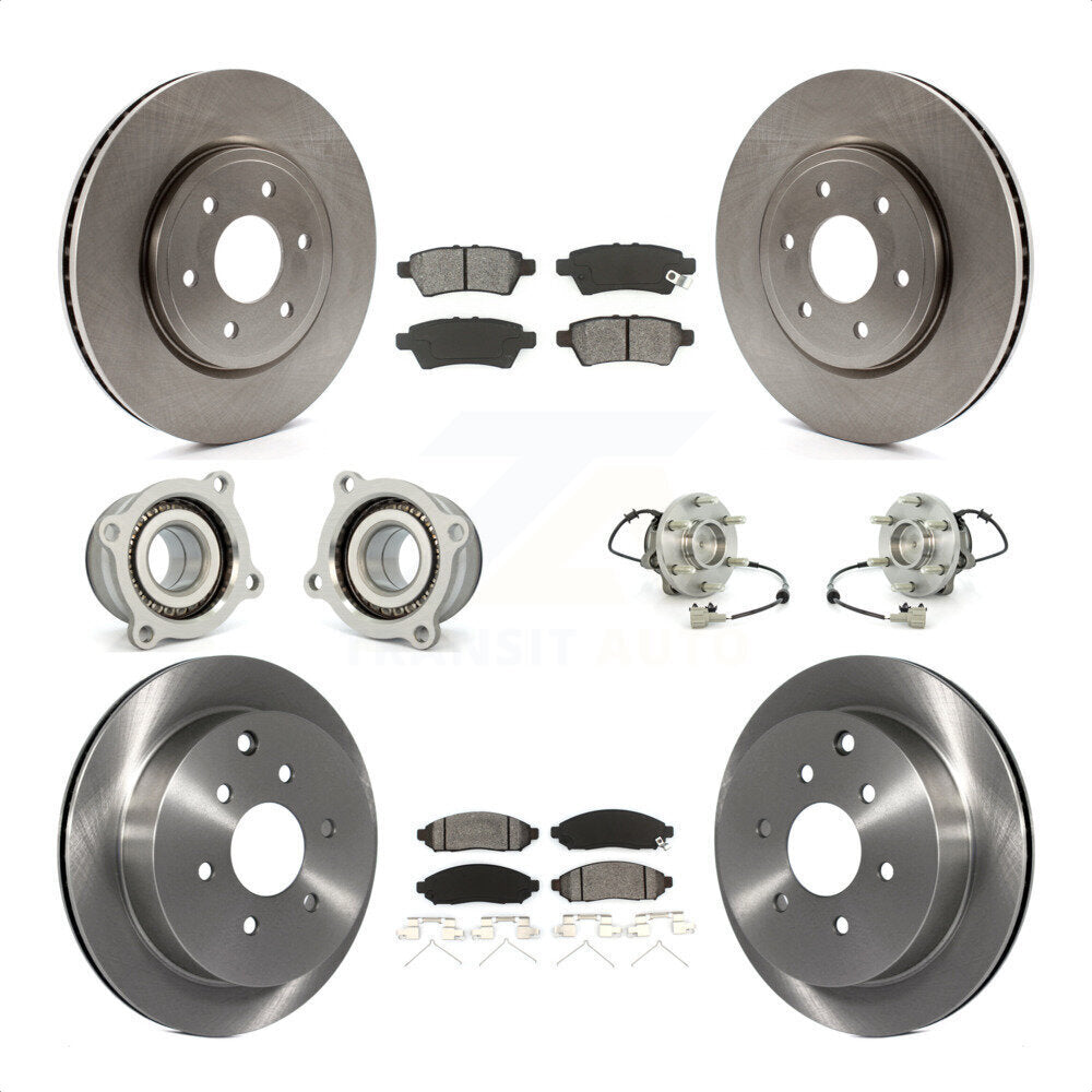 Front Rear Hub Bearings Assembly Disc Brake Rotors And Semi-Metallic Pads Kit (10Pc) For 2006-2007 Nissan Xterra RWD with Automatic transmission KBB-109853 by Transit Auto