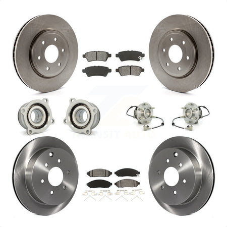 Front Rear Hub Bearings Assembly Disc Brake Rotors And Semi-Metallic Pads Kit (10Pc) For 2006-2007 Nissan Xterra RWD with Automatic transmission KBB-109853 by Transit Auto