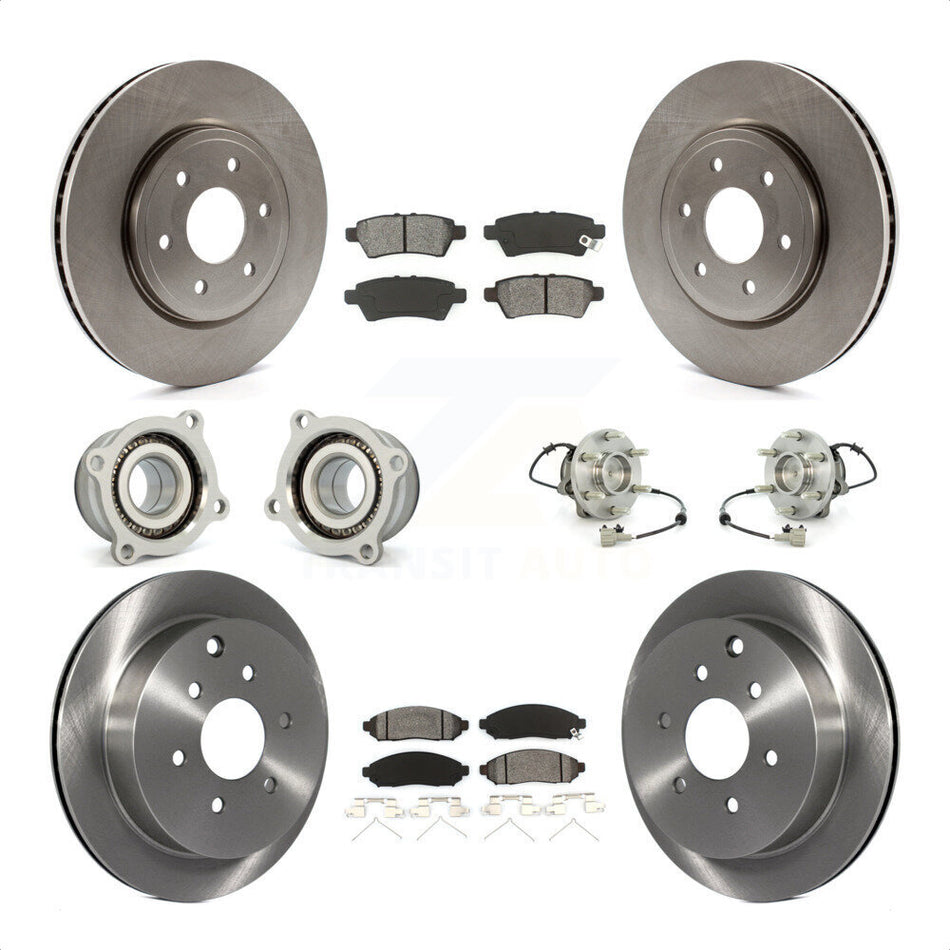 Front Rear Hub Bearings Assembly Disc Brake Rotors And Semi-Metallic Pads Kit (10Pc) For 2006-2007 Nissan Xterra RWD with Automatic transmission KBB-109853 by Transit Auto