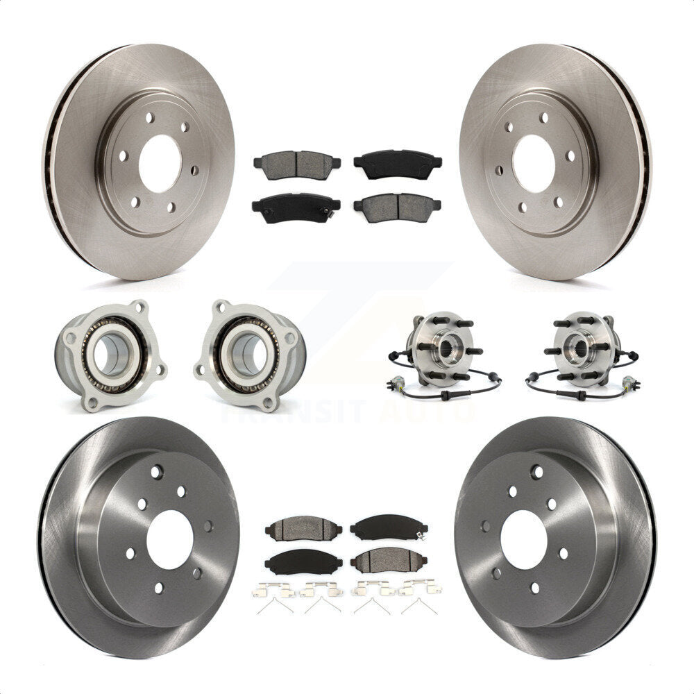 Front Rear Hub Bearings Assembly Disc Brake Rotors And Semi-Metallic Pads Kit (10Pc) For Nissan Frontier KBB-109854 by Transit Auto