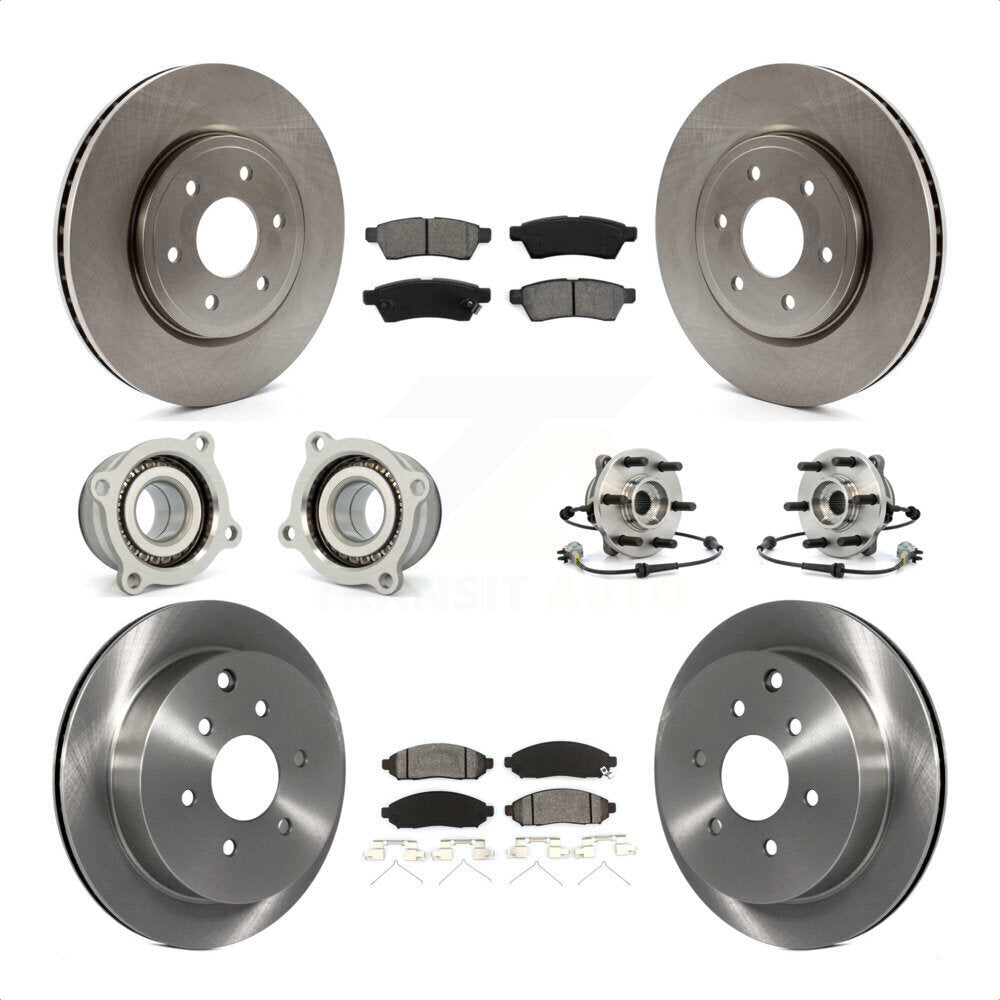 Front Rear Hub Bearings Assembly Disc Brake Rotors And Semi-Metallic Pads Kit (10Pc) For Nissan Frontier Xterra Suzuki Equator KBB-109855 by Transit Auto