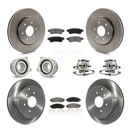Front Rear Hub Bearings Assembly Disc Brake Rotors And Semi-Metallic Pads Kit (10Pc) For Nissan Frontier Xterra Suzuki Equator KBB-109855 by Transit Auto