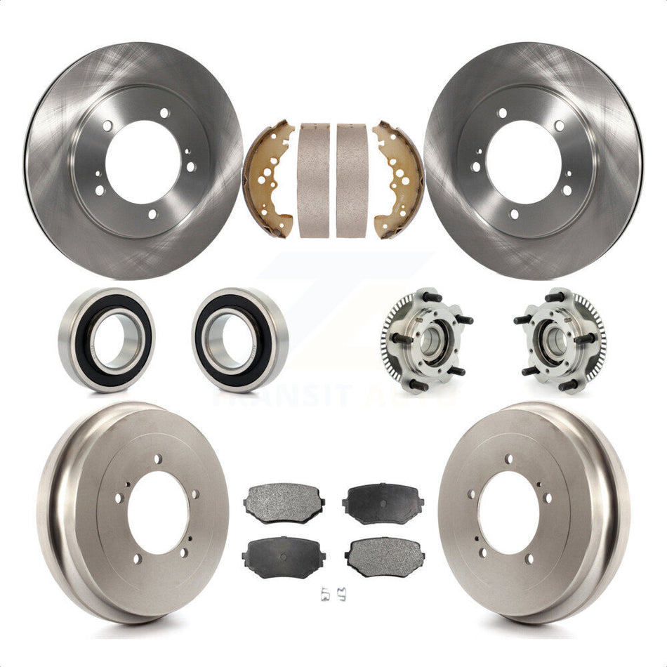 Front Rear Hub Bearings Assembly Disc Brake Rotors And Ceramic Pads Shoes Kit (10Pc) For 2001 Suzuki Grand Vitara XL-7 Plus with 2.7L KBB-110076 by Transit Auto