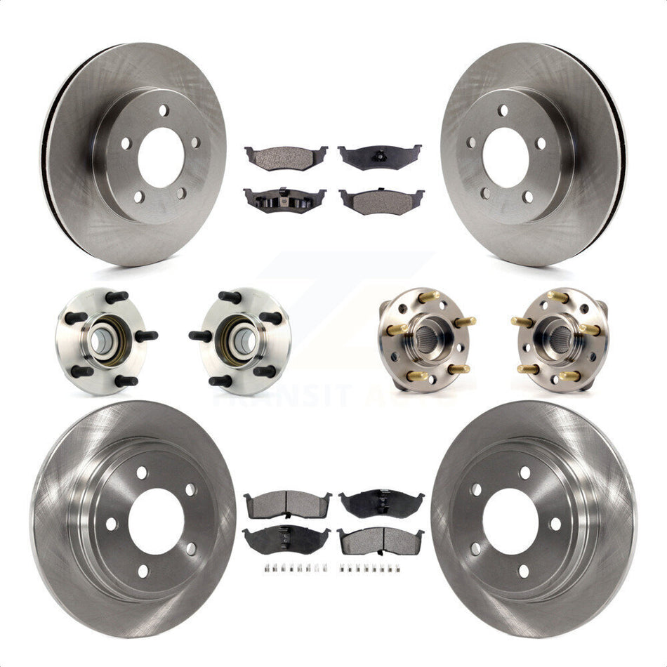 Front Rear Hub Bearings Assembly Disc Brake Rotors And Ceramic Pads Kit (10Pc) For Chrysler Dodge Intrepid Concorde LHS Eagle Vision New Yorker KBB-110172 by Transit Auto