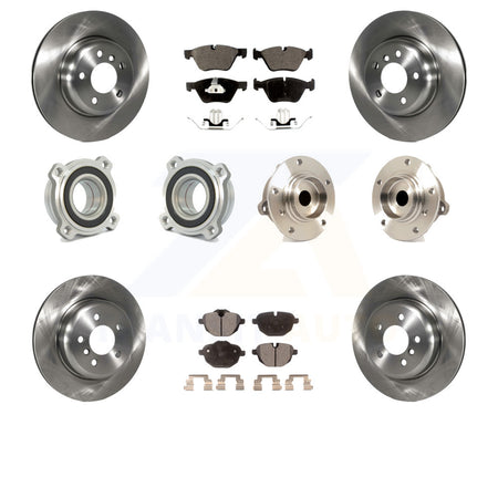 Front Rear Hub Bearings Assembly Disc Brake Rotors And Ceramic Pads Kit (10Pc) For 2011 BMW 528i Without Performance Brakes With 330mm Diameter Rotor KBB-110212 by Transit Auto