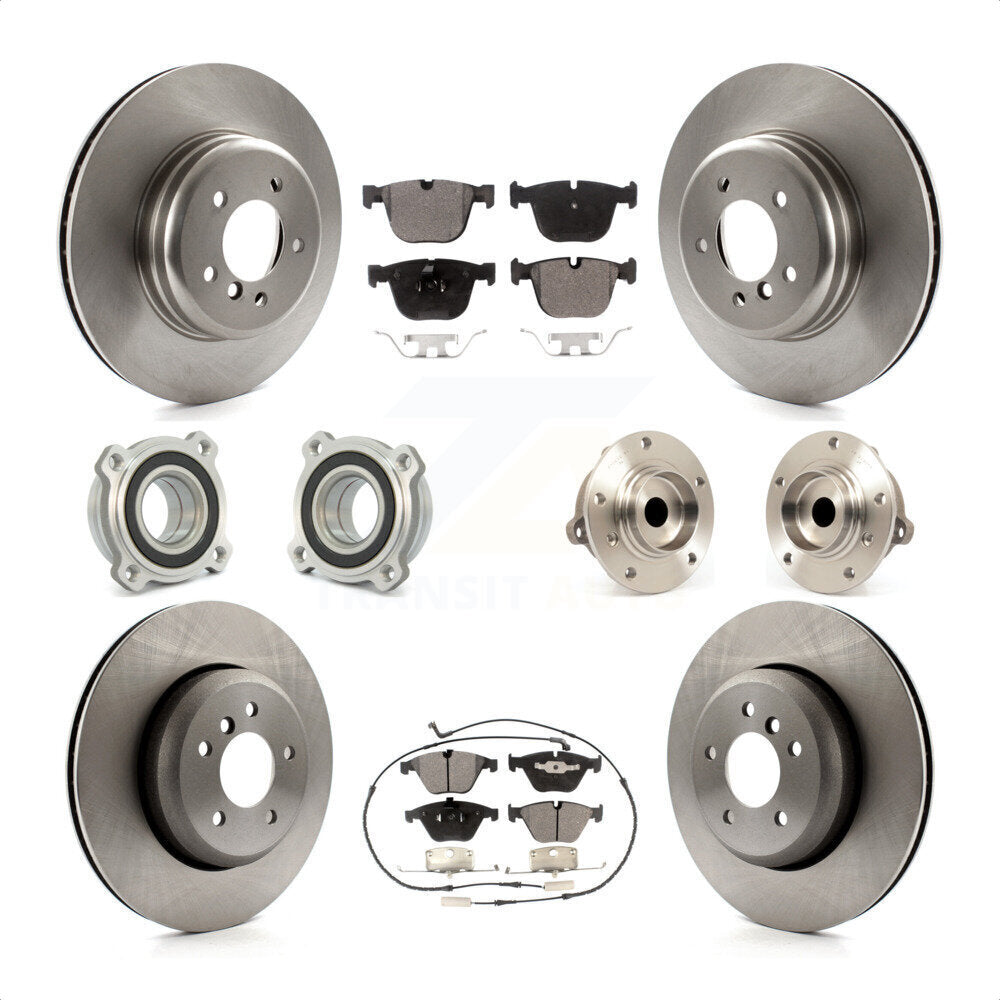 Front Rear Hub Bearings Assembly Disc Brake Rotors And Ceramic Pads Kit (10Pc) For BMW 535i 550i 545i KBB-110213 by Transit Auto