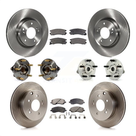 Front Rear Hub Bearings Assembly Disc Brake Rotors And Ceramic Pads Kit (10Pc) For 2007 Mitsubishi Galant Ralliart with 3.8L 4-Wheel ABS KBB-110236 by Transit Auto