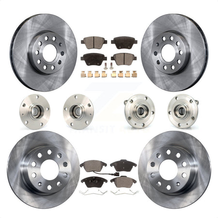 Front Rear Hub Bearings Assembly Disc Brake Rotors And Ceramic Pads Kit (10Pc) For 2013 Volkswagen Beetle 2.5L With 253mm Diameter Rotor KBB-110309 by Transit Auto