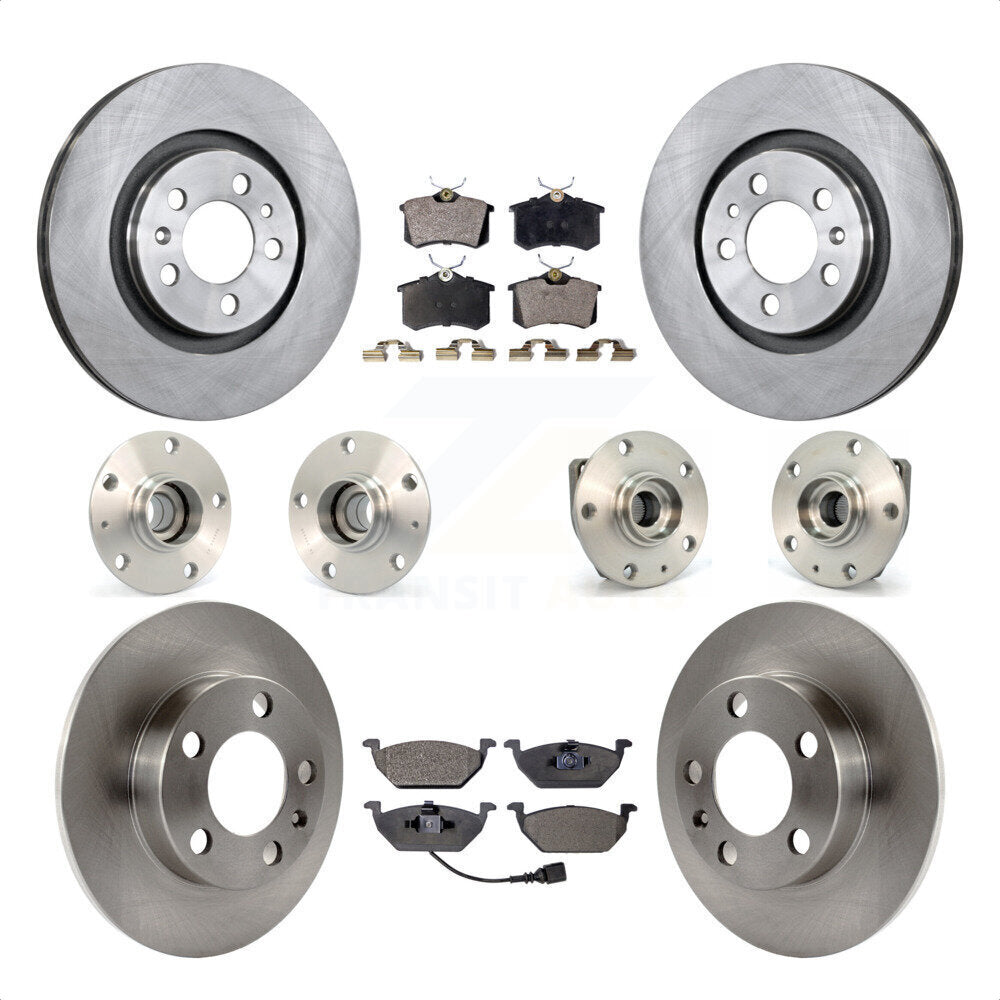 Front Rear Hub Bearings Assembly Disc Brake Rotors And Ceramic Pads Kit (10Pc) For Volkswagen Golf City KBB-110311 by Transit Auto