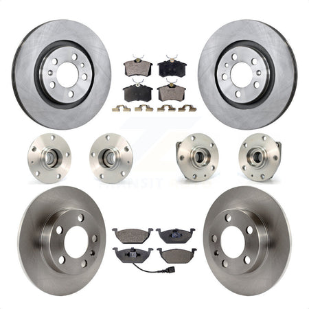 Front Rear Hub Bearings Assembly Disc Brake Rotors And Ceramic Pads Kit (10Pc) For Volkswagen Golf City KBB-110311 by Transit Auto