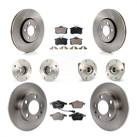 Front Rear Hub Bearings Assembly Disc Brake Rotors And Ceramic Pads Kit (10Pc) For 2006 Volkswagen Golf 1.8L KBB-110312 by Transit Auto