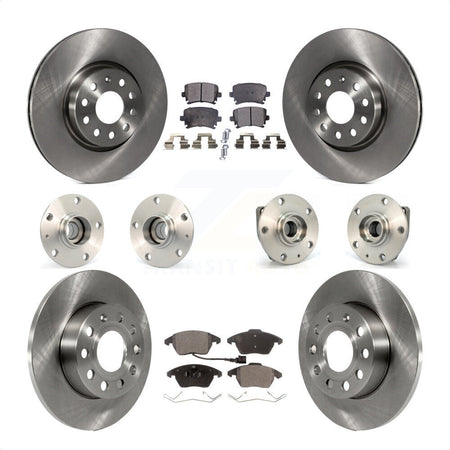 Front Rear Hub Bearings Assembly Disc Brake Rotors And Ceramic Pads Kit (10Pc) For 2008 Audi A3 FWD From Chassis VIN #8P8057779 KBB-110313 by Transit Auto