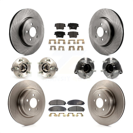 Front Rear Hub Bearings Assembly Disc Brake Rotors And Ceramic Pads Kit (10Pc) For 2012-2013 Dodge Charger R T SE with RWD 5.7L With Police Package KBB-110345 by Transit Auto
