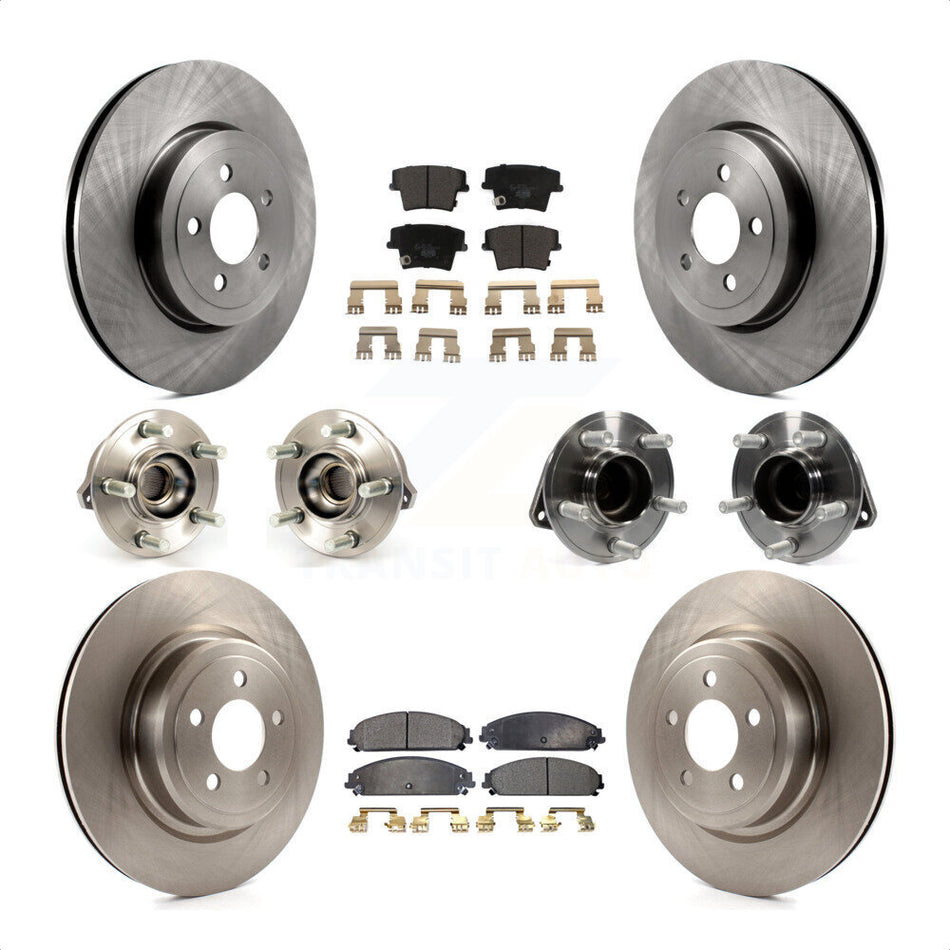 Front Rear Hub Bearings Assembly Disc Brake Rotors And Ceramic Pads Kit (10Pc) For 2012-2013 Dodge Charger R T SE with RWD 5.7L With Police Package KBB-110345 by Transit Auto