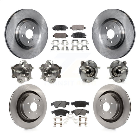 Front Rear Hub Bearings Assembly Disc Brake Rotors And Ceramic Pads Kit (10Pc) For 2014 INFINITI Q60 Sport with RWD Without Package KBB-110367 by Transit Auto