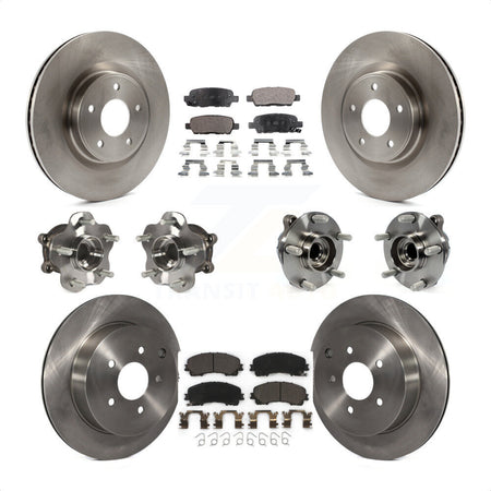 Front Rear Hub Bearings Assembly Disc Brake Rotors And Ceramic Pads Kit (10Pc) For INFINITI Q50 Base Premium with RWD KBB-110370 by Transit Auto