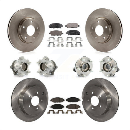 Front Rear Hub Bearings Assembly Disc Brake Rotors And Ceramic Pads Kit (10Pc) For 2016 Nissan Pathfinder FWD From 11 15 KBB-110384 by Transit Auto