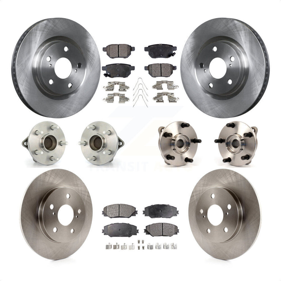 Front Rear Hub Bearings Assembly Disc Brake Rotors And Ceramic Pads Kit (10Pc) For 2017-2018 Toyota Corolla iM KBB-110402 by Transit Auto