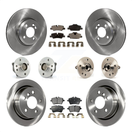 Front Rear Hub Bearings Assembly Disc Brake Rotors And Ceramic Pads Kit (10Pc) For 2015 Mini Cooper Convertible with 2.0L 1.5L With 294mm Diameter Rotor 4 Lug Wheels KBB-110422 by Transit Auto
