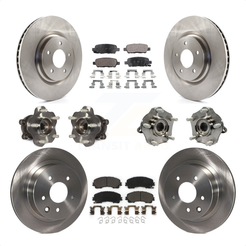 Front Rear Hub Bearings Assembly Disc Brake Rotors And Ceramic Pads Kit (10Pc) For Nissan Rogue KBB-110452 by Transit Auto