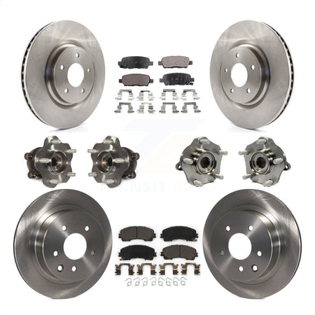 Front Rear Hub Bearings Assembly Disc Brake Rotors And Ceramic Pads Kit (10Pc) For Nissan Rogue KBB-110452 by Transit Auto