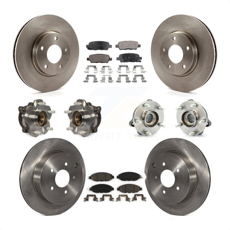 Front Rear Hub Bearings Assembly Disc Brake Rotors And Ceramic Pads Kit (10Pc) For 2016 Nissan Pathfinder 4WD From 11 15 KBB-110456 by Transit Auto