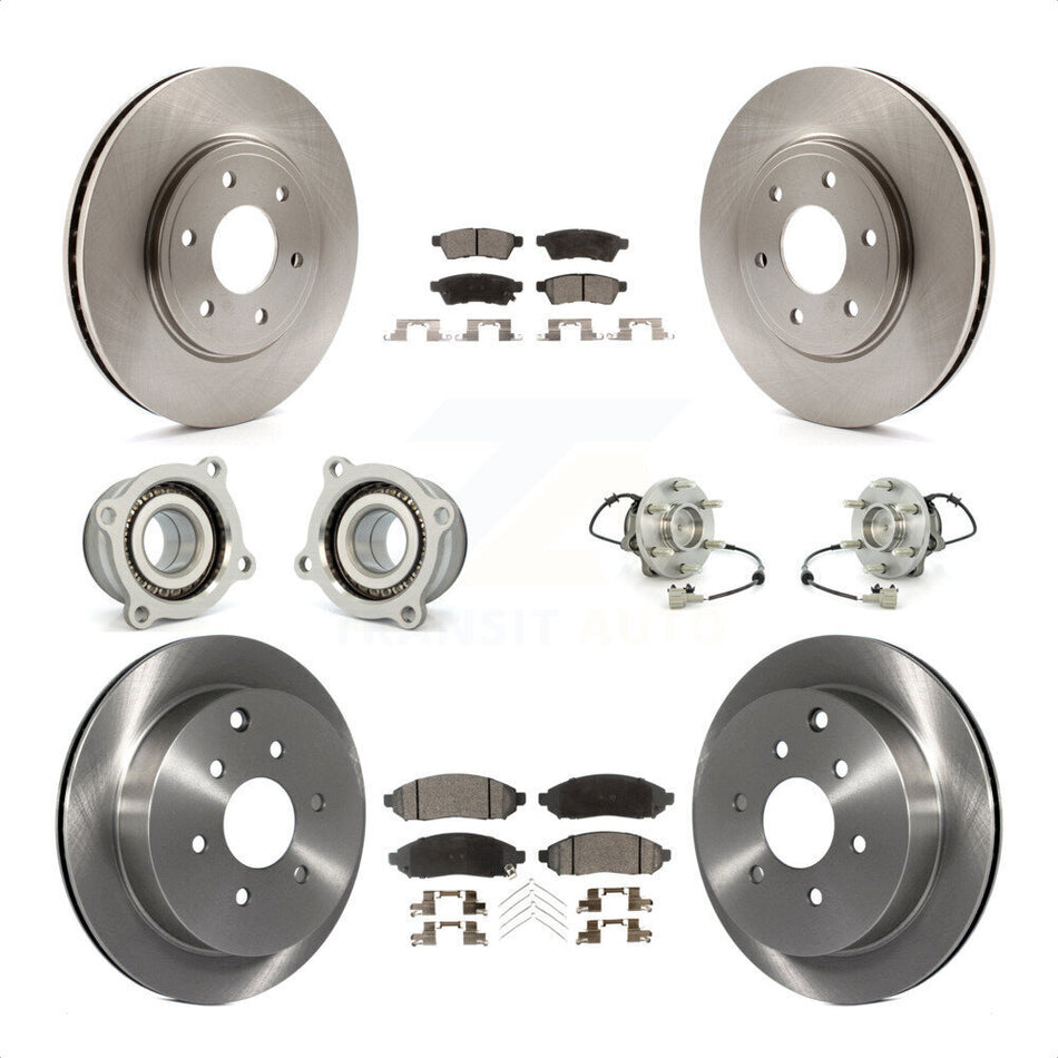Front Rear Hub Bearings Assembly Disc Brake Rotors And Ceramic Pads Kit (10Pc) For Nissan Frontier Suzuki Equator KBB-110505 by Transit Auto
