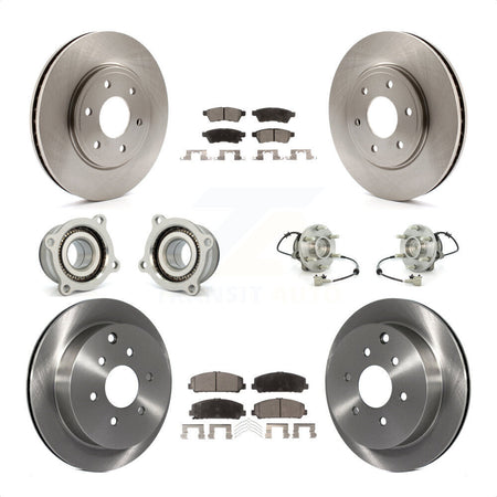 Front Rear Hub Bearings Assembly Disc Brake Rotors And Ceramic Pads Kit (10Pc) For Suzuki Equator KBB-110506 by Transit Auto