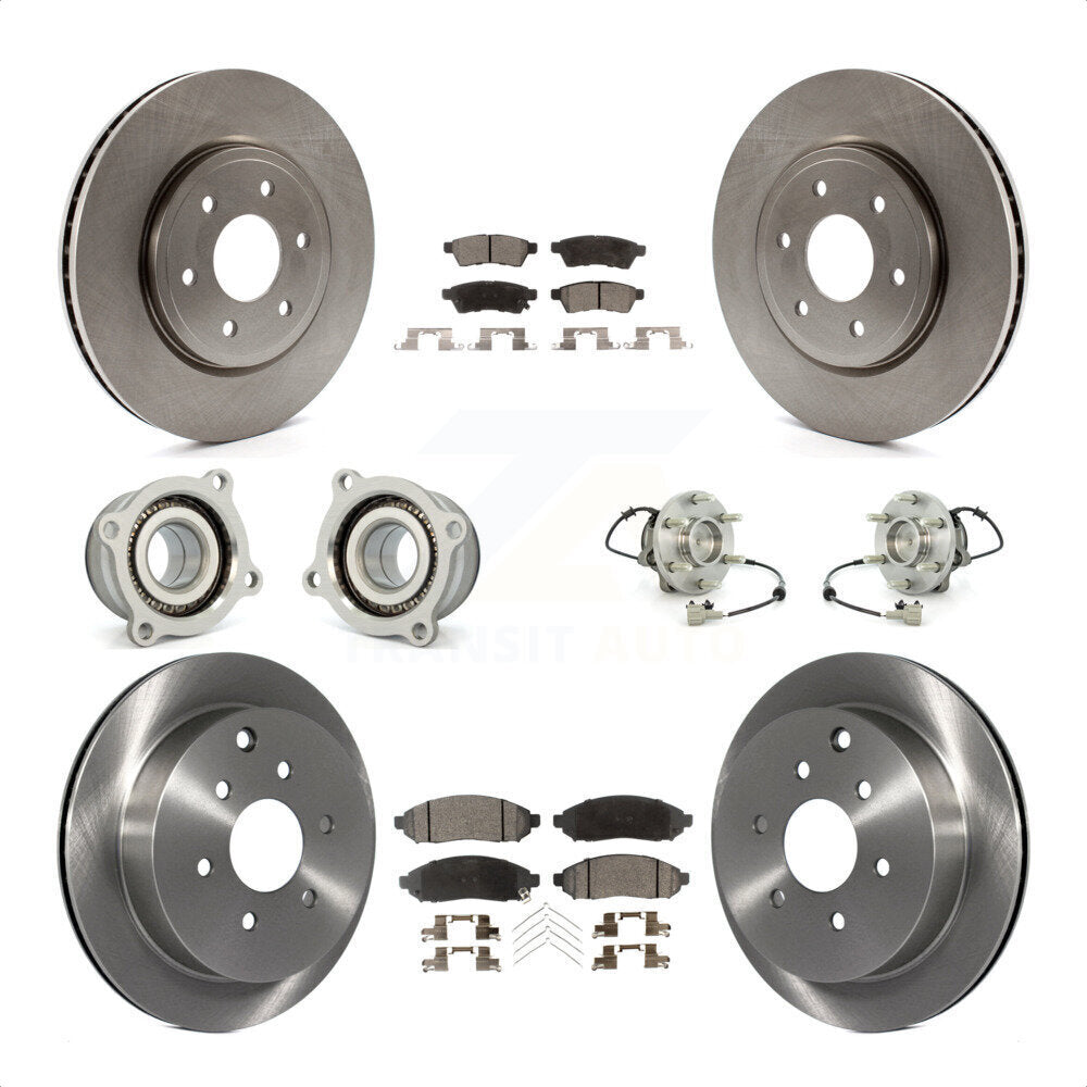 Front Rear Hub Bearings Assembly Disc Brake Rotors And Ceramic Pads Kit (10Pc) For Nissan Frontier Xterra Suzuki Equator KBB-110507 by Transit Auto