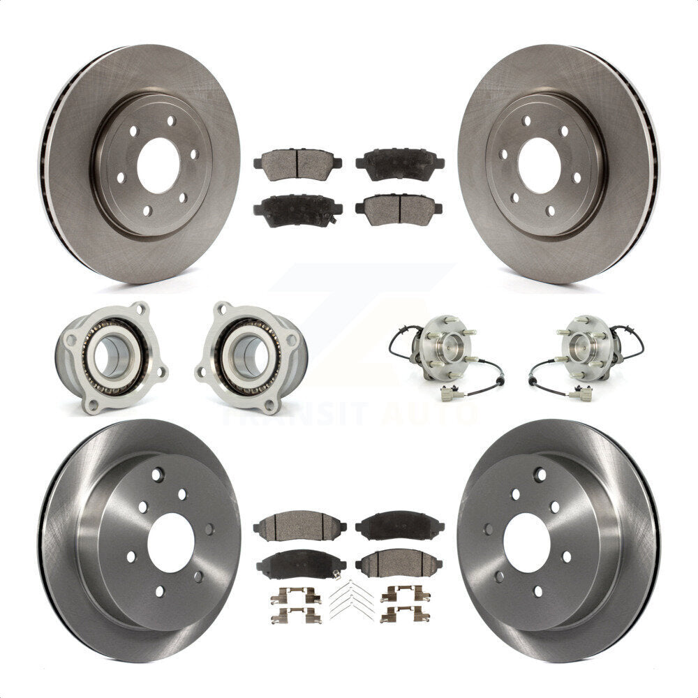 Front Rear Hub Bearings Assembly Disc Brake Rotors And Ceramic Pads Kit (10Pc) For 2006-2007 Nissan Xterra RWD with Automatic transmission KBB-110508 by Transit Auto