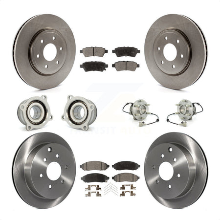Front Rear Hub Bearings Assembly Disc Brake Rotors And Ceramic Pads Kit (10Pc) For 2006-2007 Nissan Xterra RWD with Automatic transmission KBB-110508 by Transit Auto