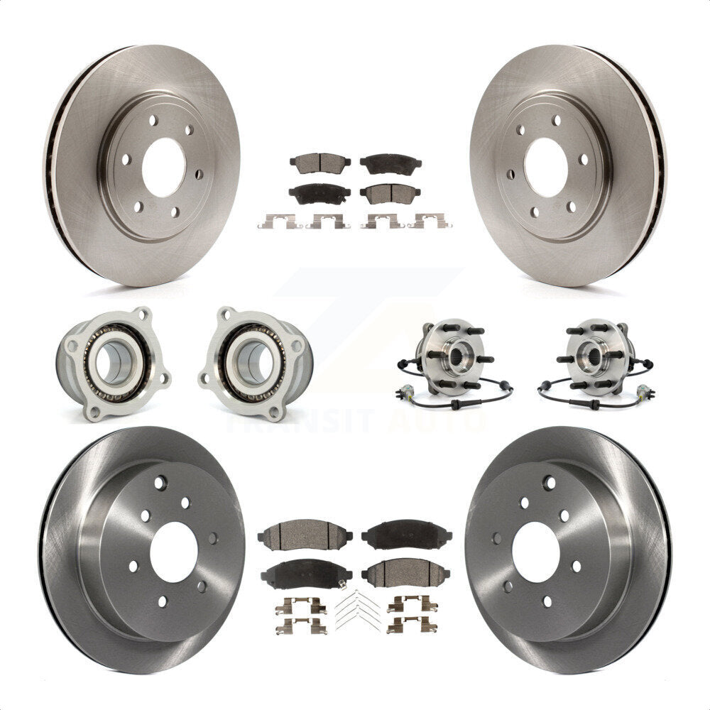 Front Rear Hub Bearings Assembly Disc Brake Rotors And Ceramic Pads Kit (10Pc) For Nissan Frontier KBB-110509 by Transit Auto
