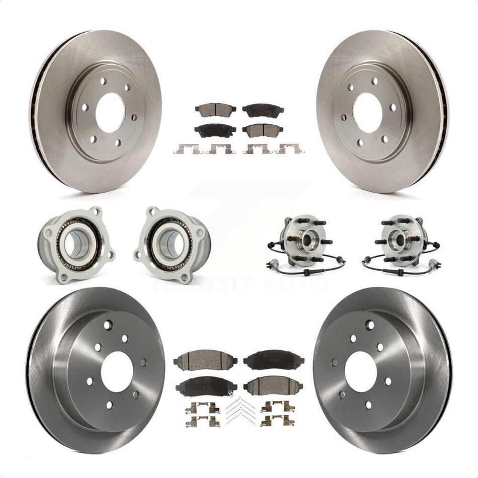 Front Rear Hub Bearings Assembly Disc Brake Rotors And Ceramic Pads Kit (10Pc) For Nissan Frontier KBB-110509 by Transit Auto