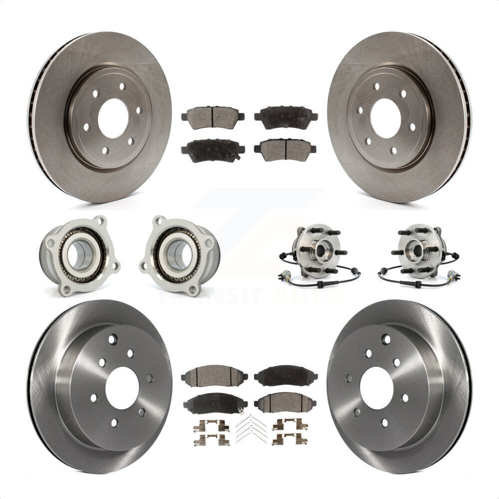 Front Rear Hub Bearings Assembly Disc Brake Rotors And Ceramic Pads Kit (10Pc) For 2006-2007 Nissan Xterra 4WD with Automatic transmission KBB-110511 by Transit Auto