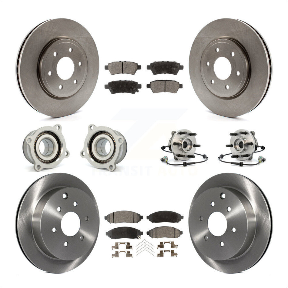 Front Rear Hub Bearings Assembly Disc Brake Rotors And Ceramic Pads Kit (10Pc) For 2006-2007 Nissan Xterra 4WD with Automatic transmission KBB-110511 by Transit Auto
