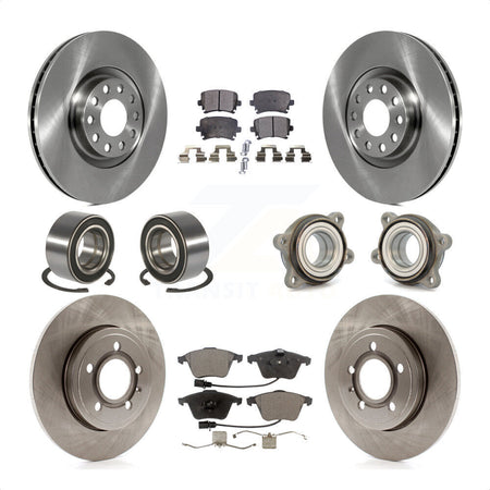 Front Rear Wheel Hub Bearings Assembly Disc Brake Rotors And Ceramic Pads Shoes Kit (10Pc) For Audi A4 Quattro KBB-110535 by Transit Auto