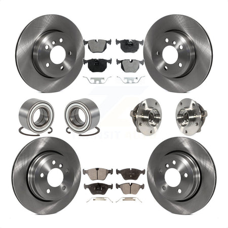 Front Rear Wheel Hub Bearings Assembly Disc Brake Rotors And Ceramic Pads Shoes Kit (10Pc) For 2010 BMW X3 KBB-110541 by Transit Auto
