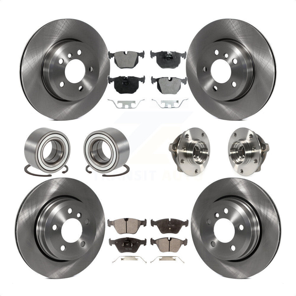 Front Rear Wheel Hub Bearings Assembly Disc Brake Rotors And Ceramic Pads Shoes Kit (10Pc) For 2010 BMW X3 KBB-110541 by Transit Auto