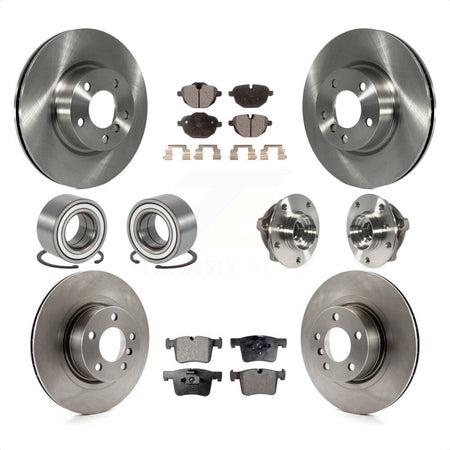Front Rear Wheel Hub Bearings Assembly Disc Brake Rotors And Ceramic Pads Shoes Kit (10Pc) For BMW X3 KBB-110543 by Transit Auto