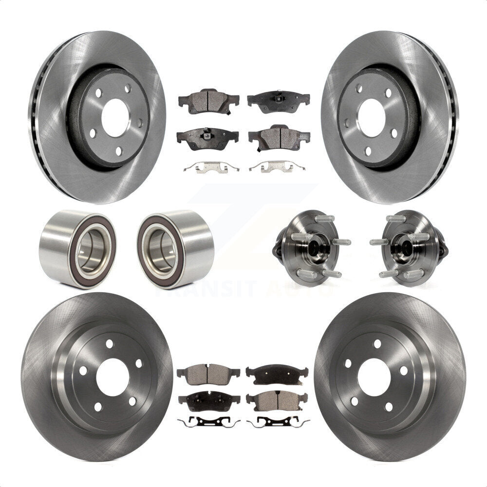Front Rear Wheel Hub Bearings Assembly Disc Brake Rotors And Ceramic Pads Shoes Kit (10Pc) For Dodge Durango KBB-110545 by Transit Auto
