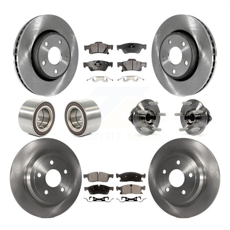 Front Rear Wheel Hub Bearings Assembly Disc Brake Rotors And Ceramic Pads Shoes Kit (10Pc) For Dodge Durango KBB-110545 by Transit Auto