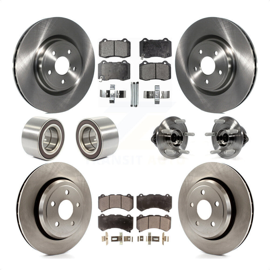 Front Rear Wheel Hub Bearings Assembly Disc Brake Rotors And Ceramic Pads Shoes Kit (10Pc) For Jeep Grand Cherokee Dodge Durango KBB-110547 by Transit Auto