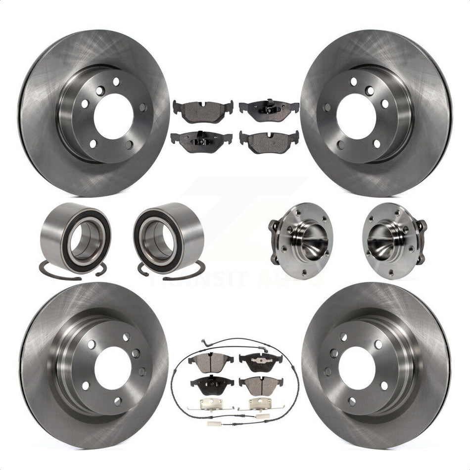 Front Rear Wheel Hub Bearings Assembly Disc Brake Rotors And Ceramic Pads Shoes Kit (10Pc) For 2007 BMW 323i With 312mm Diameter Rotor KBB-110603 by Transit Auto