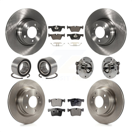 Front Rear Wheel Hub Bearing Assembly Disc Brake Rotors And Ceramic Pads Shoes Kit (10Pc) For 2012 BMW 328i Coupe with 2.0L Without Blue Painted Calipers With M Sport Package KBB-110606 by Transit Auto