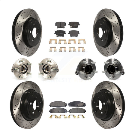 Front Rear Hub Bearings Assembly Coated Disc Brake Rotors And Semi-Metallic Pads Kit (10Pc) For 2012-2013 Dodge Charger R T SE with RWD 5.7L With Police Package KBB-110799 by Transit Auto