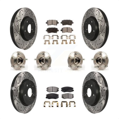 Front Rear Hub Bearings Assembly Coated Disc Brake Rotors And Semi-Metallic Pads Kit (10Pc) For 2018-2019 Chevrolet Impala KBB-110903 by Transit Auto