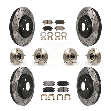 Front Rear Hub Bearings Assembly Coated Disc Brake Rotors And Ceramic Pads Kit (10Pc) For 2018-2019 Chevrolet Impala KBB-111348 by Transit Auto