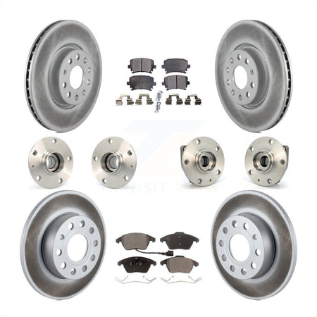 Front Rear Hub Bearings Assembly Coated Disc Brake Rotors And Semi-Metallic Pads Kit (10Pc) For 2008 Audi A3 FWD From Chassis VIN #8P8057779 KBB-111566 by Transit Auto